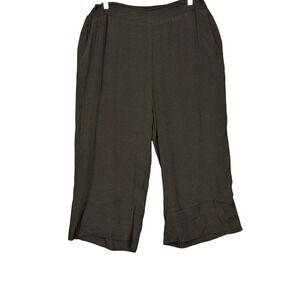 Avenue Pants Womens Black 16 Pull‎ On Drape Viscose Gauzy Boho Wide Leg Crop NWT